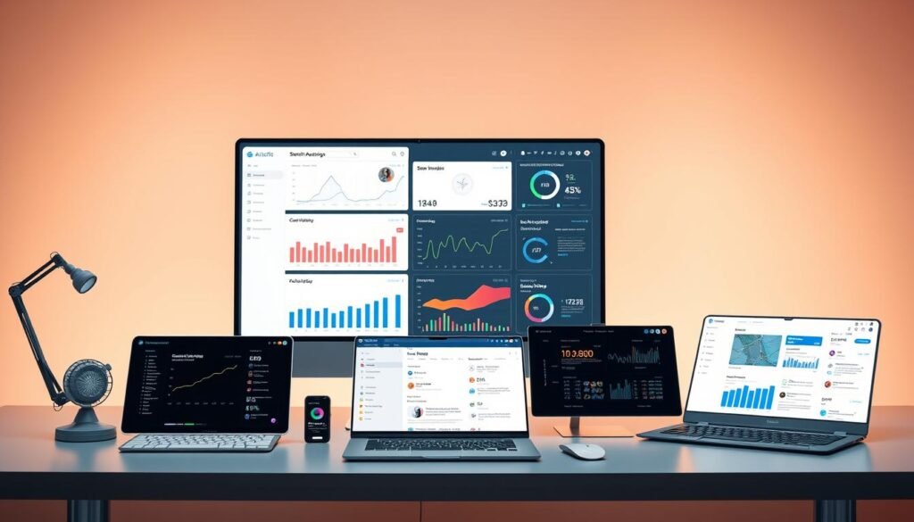 A sleek and modern AI toolkit for SEO, featuring a minimalist workspace with a large central screen displaying data visualizations and analytics dashboards. In the foreground, various AI-powered tools and apps are neatly arranged, including a ChatGPT-powered writing assistant, a Gemini-powered content ideation tool, and integrations with popular SEO platforms. The background is a soft, gradient-filled environment, creating a sense of depth and technology. Subtle lighting casts a warm glow, highlighting the clean lines and futuristic aesthetic of the workspace. The overall mood is one of efficiency, innovation, and the seamless integration of AI into the world of search engine optimization. A sleek and modern AI toolkit for SEO, featuring a minimalist workspace with a large central screen displaying data visualizations and analytics dashboards. In the foreground, various AI-powered tools and apps are neatly arranged, including a ChatGPT-powered writing assistant, a Gemini-powered content ideation tool, and integrations with popular SEO platforms. The background is a soft, gradient-filled environment, creating a sense of depth and technology. Subtle lighting casts a warm glow, highlighting the clean lines and futuristic aesthetic of the workspace. The overall mood is one of efficiency, innovation, and the seamless integration of AI into the world of search engine optimization.