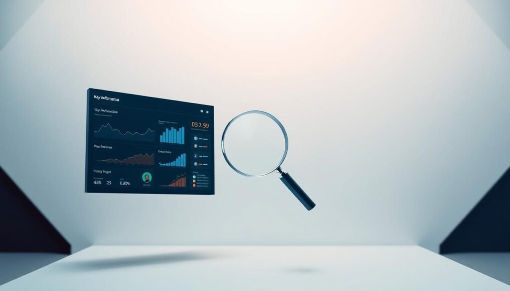 A sleek, minimalist data visualization dashboard hovers in the foreground, displaying key performance metrics in a clean, intuitive interface. In the middle ground, a stylized magnifying glass symbolizes the process of analysis and discovery, its lens focused on the data. The background features an abstract, geometric pattern in muted tones, suggesting the larger context of AI-driven search optimization. Soft, directional lighting creates depth and highlights the dashboard's crisp, modern design. The overall mood is one of clarity, precision, and a focus on the essential data that drives successful search strategies. A sleek, minimalist data visualization dashboard hovers in the foreground, displaying key performance metrics in a clean, intuitive interface. In the middle ground, a stylized magnifying glass symbolizes the process of analysis and discovery, its lens focused on the data. The background features an abstract, geometric pattern in muted tones, suggesting the larger context of AI-driven search optimization. Soft, directional lighting creates depth and highlights the dashboard's crisp, modern design. The overall mood is one of clarity, precision, and a focus on the essential data that drives successful search strategies.