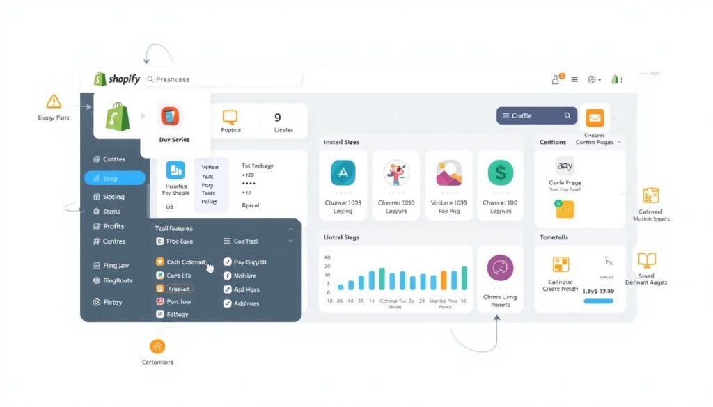 Create an image of a Shopify store dashboard with various apps installed Create an image of a Shopify store dashboard with various apps installed